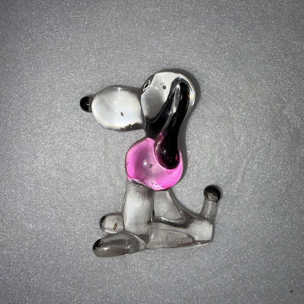 Vintage Snoopy 1970s Lucite Figurine Plastic Pink Hong Kong